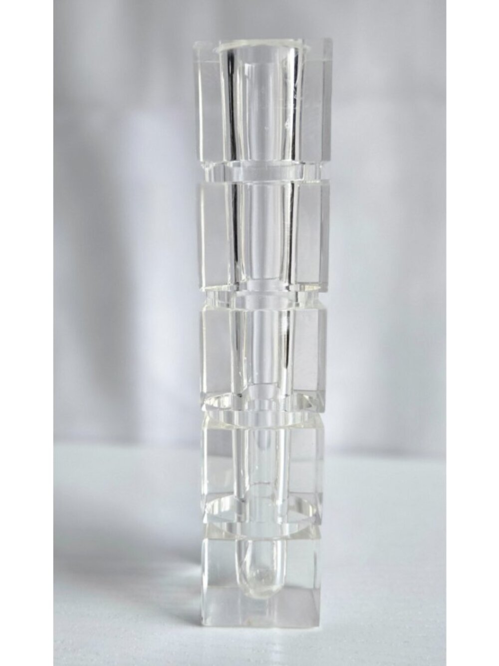 Modern Clear ACRYLIC Square Cubed RETRO ART DECO 6" Bud Vase  5 x 1.25" Squares